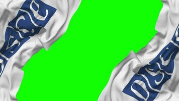 Organization for Security and Co operation in Europe, OSCE Flag Waving on Sides, Isolated with Bump Texture, 3D Rendering, Green Screen, Alpha Matte video