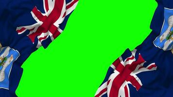 Falkland Islands Flag Waving on Sides, Isolated with Bump Texture, 3D Rendering, Green Screen, Alpha Matte video