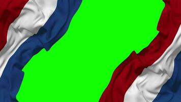 Pays-Bas drapeau agitant sur côtés, isolé avec bosse texture, 3d le rendu, vert filtrer, alpha mat video