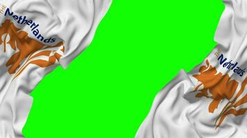 Royal Dutch Cricket Association, Cricket Netherlands Flag Waving on Sides, Isolated with Bump Texture, 3D Rendering, Green Screen, Alpha Matte video