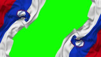 Slovenia Flag Waving on Sides, Isolated with Bump Texture, 3D Rendering, Green Screen, Alpha Matte video