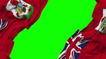 Bermuda Flag Waving on Sides, Isolated with Bump Texture, 3D Rendering, Green Screen, Alpha Matte video