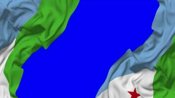 Djibouti Flag Waving on Sides, Isolated with Bump Texture, 3D Rendering, Green Screen, Alpha Matte video