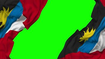 Antígua e barbuda bandeira acenando em lados, isolado com colisão textura, 3d Renderização, verde tela, alfa fosco video