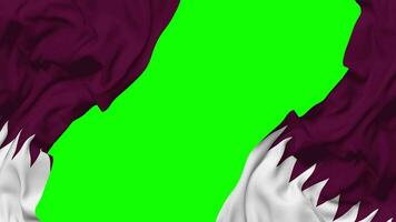 Qatar Flag Waving on Sides, Isolated with Bump Texture, 3D Rendering, Green Screen, Alpha Matte video