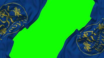 Rajasthan Royals, RR Flag Waving on Sides, Isolated with Bump Texture, 3D Rendering, Green Screen, Alpha Matte video