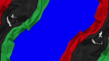 Libya Flag Waving on Sides, Isolated with Bump Texture, 3D Rendering, Green Screen, Alpha Matte video