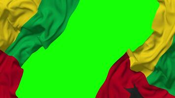 Guinea Bissau Flag Waving on Sides, Isolated with Bump Texture, 3D Rendering, Green Screen, Alpha Matte video