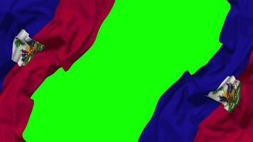 Haiti Flag Waving on Sides, Isolated with Bump Texture, 3D Rendering, Green Screen, Alpha Matte video
