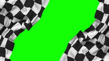 Racing Black and White Checkered Flag Waving on Sides, Isolated with Bump Texture, 3D Rendering, Green Screen, Alpha Matte video