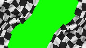 Racing Black and White Checkered Flag Waving on Sides, Isolated with Bump Texture, 3D Rendering, Green Screen, Alpha Matte video