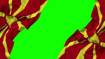 norte Macedônia bandeira acenando em lados, isolado com colisão textura, 3d Renderização, verde tela, alfa fosco video