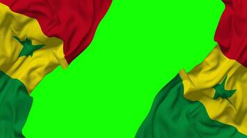 Senegal Flag Waving on Sides, Isolated with Bump Texture, 3D Rendering, Green Screen, Alpha Matte video