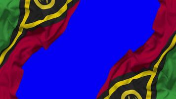 Vanuatu Flag Waving on Sides, Isolated with Bump Texture, 3D Rendering, Green Screen, Alpha Matte video