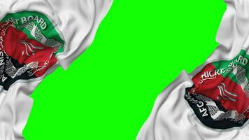 Cricket Australia, Australian Cricket Board, CA, ACB Flag Waving on Sides, Isolated with Bump Texture, 3D Rendering, Green Screen, Alpha Matte video