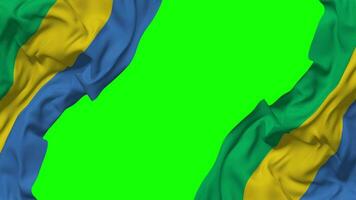 Gabon vlag golvend Aan kanten, geïsoleerd met buil textuur, 3d weergave, groen scherm, alpha matte video