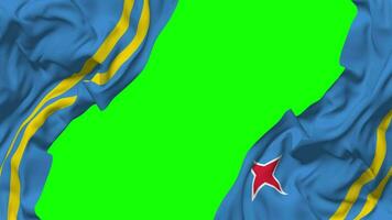 Aruba Flag Waving on Sides, Isolated with Bump Texture, 3D Rendering, Green Screen, Alpha Matte video