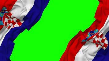 Croatie drapeau agitant sur côtés, isolé avec bosse texture, 3d le rendu, vert filtrer, alpha mat video