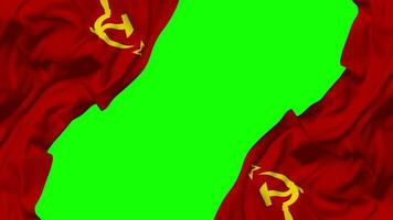 Soviet Union Flag Waving on Sides, Isolated with Bump Texture, 3D Rendering, Green Screen, Alpha Matte video