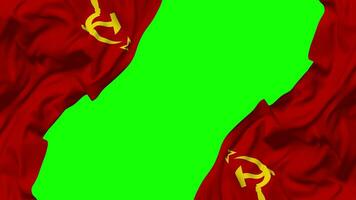 Soviet Union Flag Waving on Sides, Isolated with Bump Texture, 3D Rendering, Green Screen, Alpha Matte video