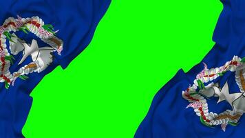 Northern Mariana Islands Flag Waving on Sides, Isolated with Bump Texture, 3D Rendering, Green Screen, Alpha Matte video