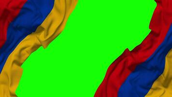 Armenië vlag golvend Aan kanten, geïsoleerd met buil textuur, 3d weergave, groen scherm, alpha matte video