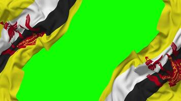 Brunei Flag Waving on Sides, Isolated with Bump Texture, 3D Rendering, Green Screen, Alpha Matte video