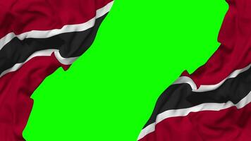 Trinidad en Tobago vlag golvend Aan kanten, geïsoleerd met buil textuur, 3d weergave, groen scherm, alpha matte video