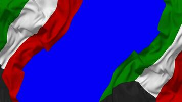 Kuwait Flag Waving on Sides, Isolated with Bump Texture, 3D Rendering, Green Screen, Alpha Matte video