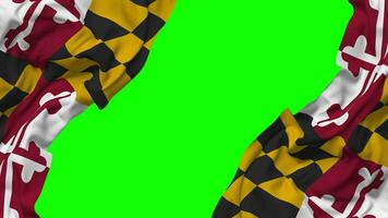 State of Maryland Flag Waving on Sides, Isolated with Bump Texture, 3D Rendering, Green Screen, Alpha Matte video