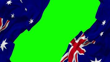 Australia Flag Waving on Sides, Isolated with Bump Texture, 3D Rendering, Green Screen, Alpha Matte video