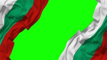 Bulgaria Flag Waving on Sides, Isolated with Bump Texture, 3D Rendering, Green Screen, Alpha Matte video