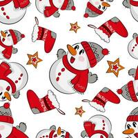 Christmas seamless pattern snownan for gift wrap vector