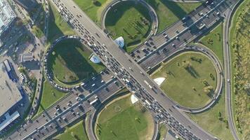 Aerial view of busy transport intersection video