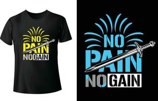 No dolor No ganancia motivacional tipografía camiseta diseño Pro vector