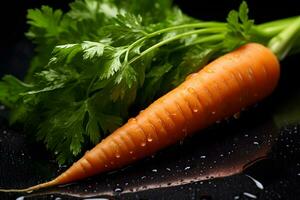 carrots isolated background. organic healthy ,vegetable food. minimalist background. generative ai photo