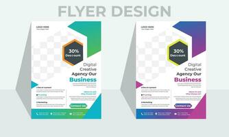 Modern Corporate Creative Colorful Business Flyer Template with 2 color design template for poster flyer brochure cover. for poster flyer brochure cover triangle graphic elements and space for photo. vector