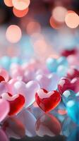 Blurred Valentines Day hearts in vibrant colors photo