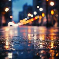 Bokeh lights with blurred city street at night photo