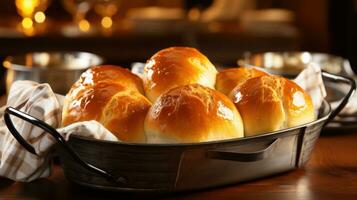 Fluffy dinner rolls with a perfect golden-brown crust photo