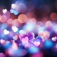 Blurred Valentines Day hearts in vibrant colors photo