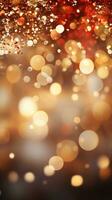 Shimmering gold and red bokeh lights photo