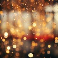 Shimmering gold and red bokeh lights photo