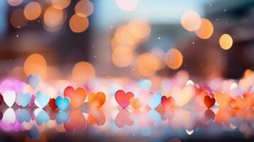 Blurred Valentines Day hearts in vibrant colors photo