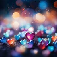 Blurred Valentines Day hearts in vibrant colors photo