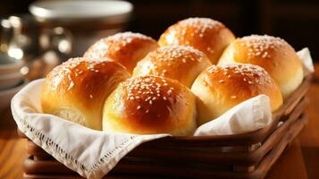 Fluffy dinner rolls with a perfect golden-brown crust photo