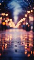 Bokeh lights with blurred city street at night photo