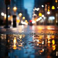 Bokeh lights with blurred city street at night photo