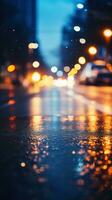Bokeh lights with blurred city street at night photo