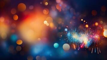 Blurred fireworks in vibrant colors photo